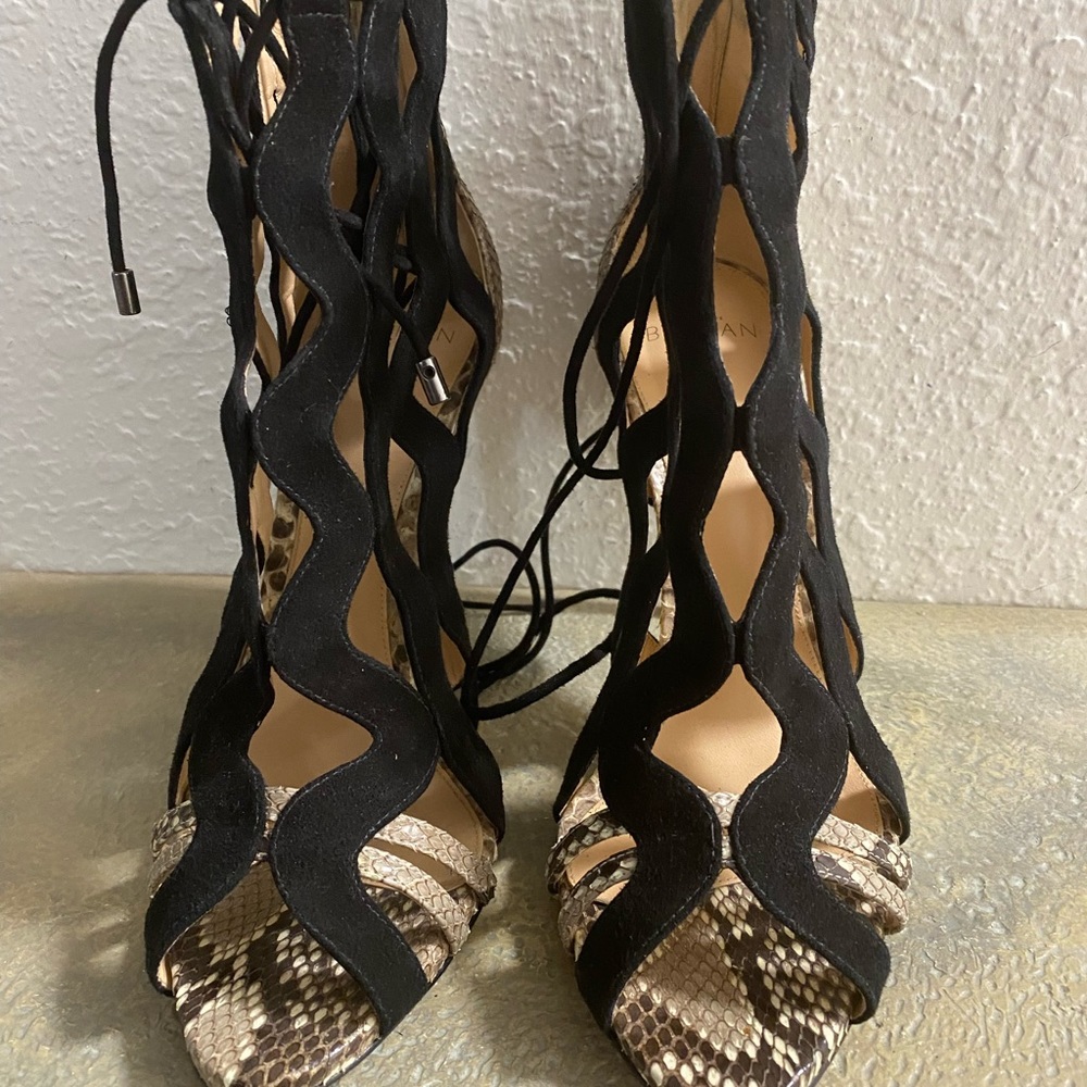 Birman Loretta Python & Suede Cutout Sandal Size … - image 2